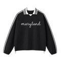 Collection 3 Maryland Contrast Striped Lapel Collar Sweatshirt - Black front