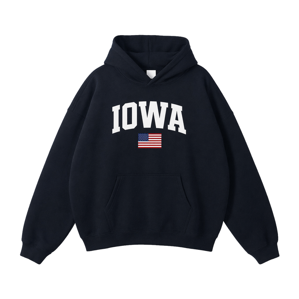Collection 2 Iowa Oversize Fleeced Hoodie - Black front