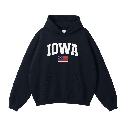 Collection 2 Iowa Oversize Fleeced Hoodie - Black front