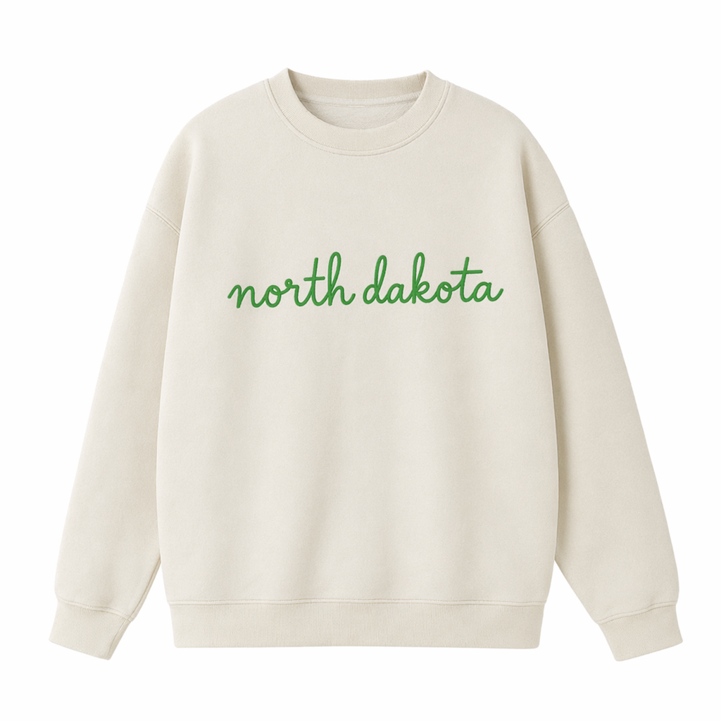 Collection 3 North Dakota Essential Heavyweight Crewneck Sweatshirt - Cream front