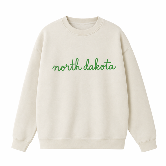 Collection 3 North Dakota Essential Heavyweight Crewneck Sweatshirt - Cream front