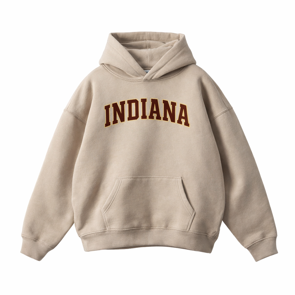 Collection 1 Indiana Oversize Fleeced Hoodie - Gray Apricot front