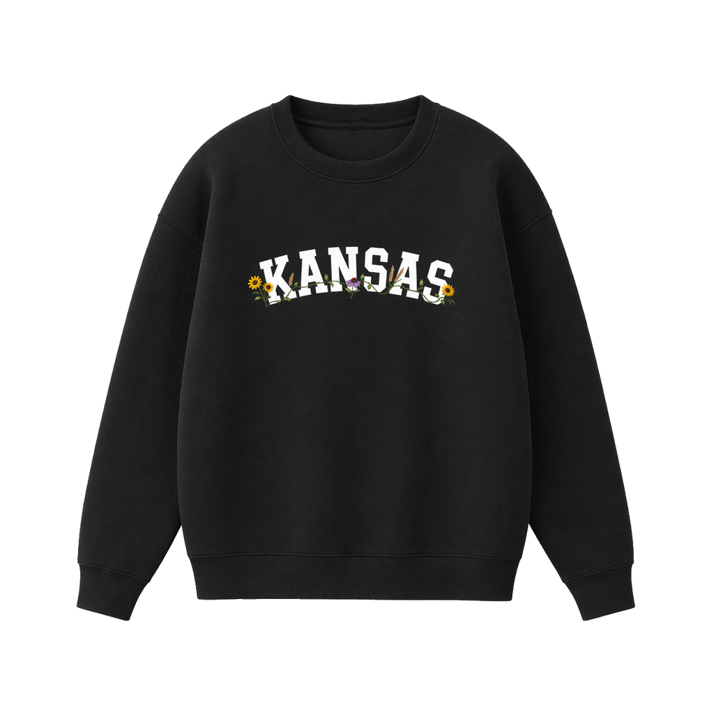 Collection 10 Kansas Essential Heavyweight Crewneck Sweatshirt - Black front