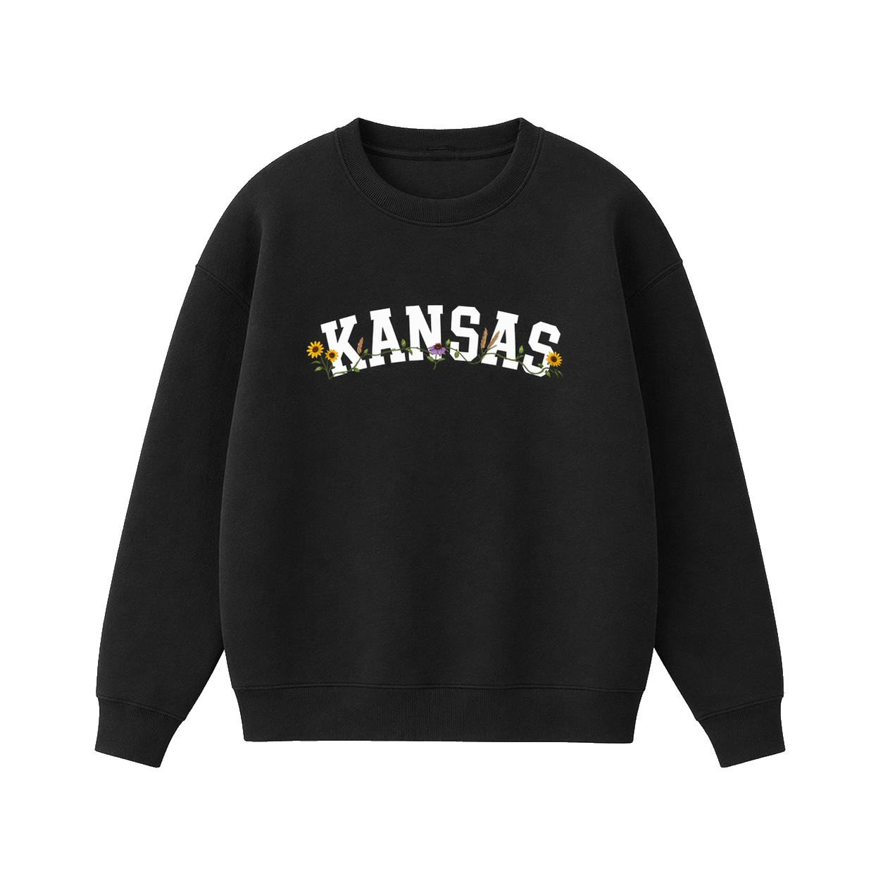 Collection 10 Kansas Essential Heavyweight Crewneck Sweatshirt - Black front