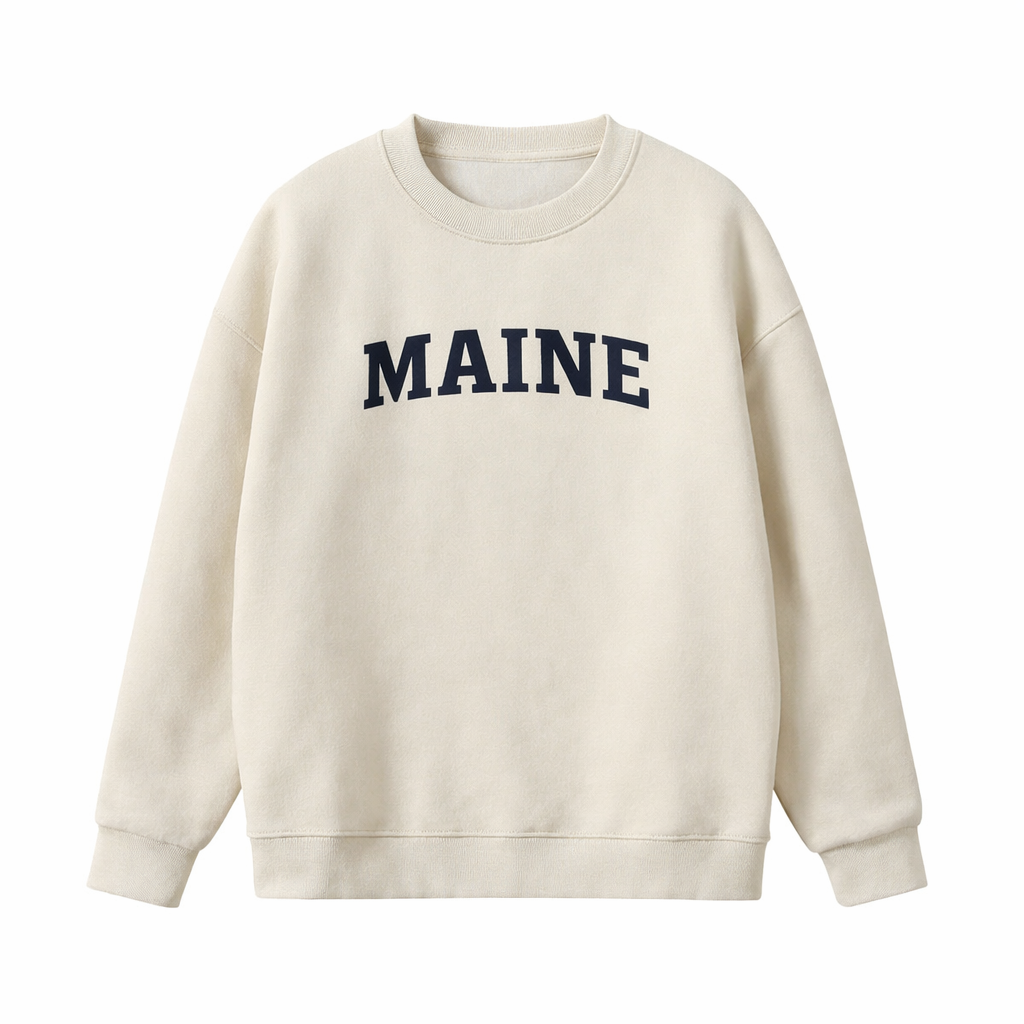 Collection 1 Maine Essential Heavyweight Crewneck Sweatshirt - Cream front