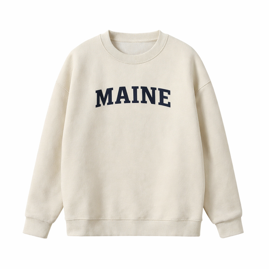 Collection 1 Maine Essential Heavyweight Crewneck Sweatshirt - Cream front
