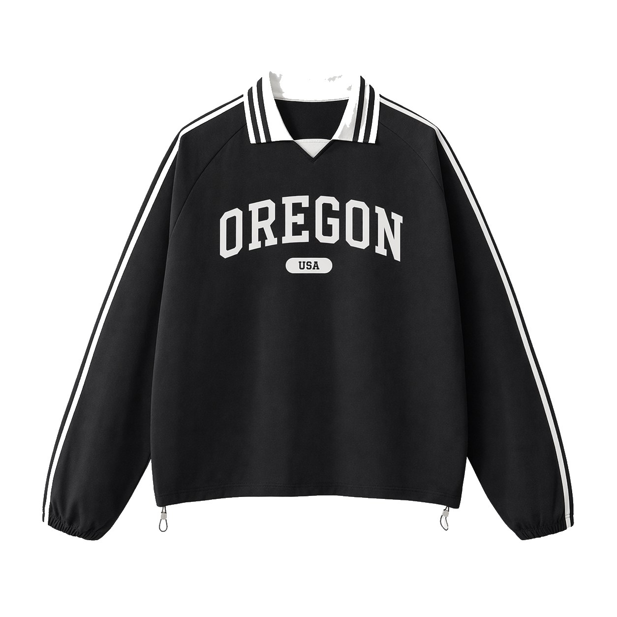 Collection 4 Oregon Contrast Striped Lapel Collar Sweatshirt - Black front