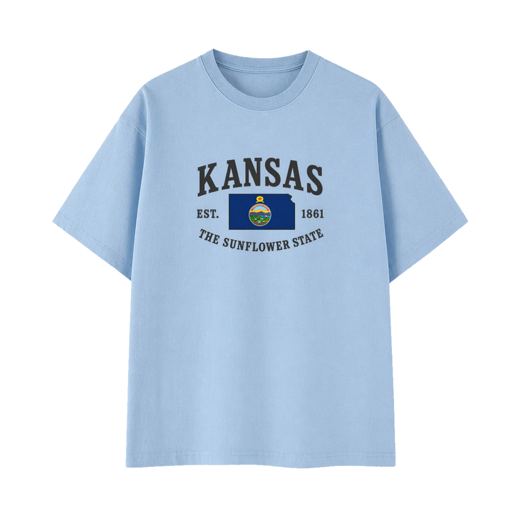 Collection 8 Kansas Essential Cotton T-Shirt - Light Blue front