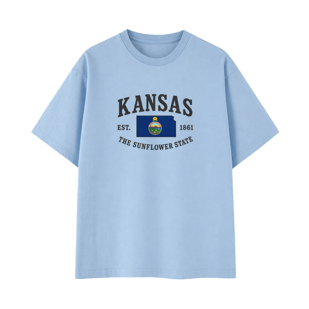 Collection 8 Kansas Essential Cotton T-Shirt - Light Blue front