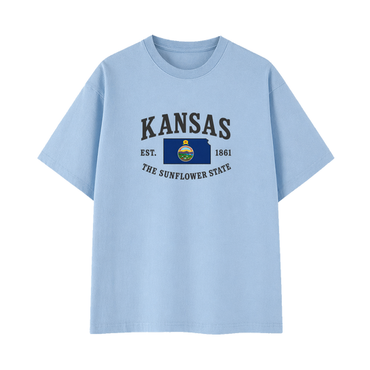 Collection 8 Kansas Essential Cotton T-Shirt - Light Blue front