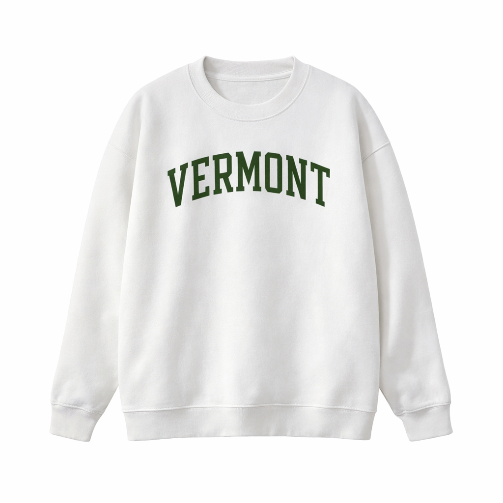 Collection 1 Vermont Essential Heavyweight Crewneck Sweatshirt - White front