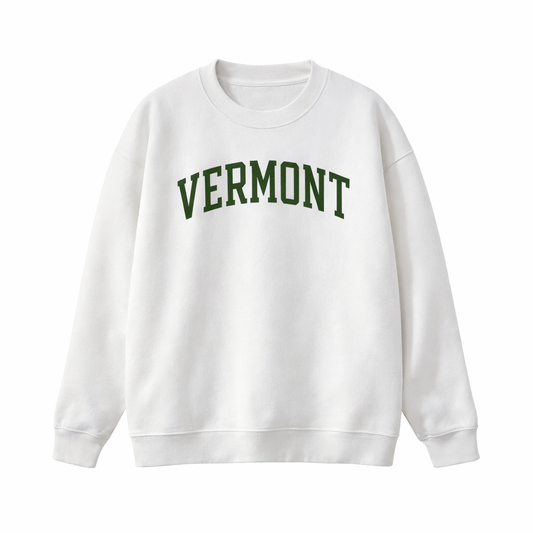 Collection 1 Vermont Essential Heavyweight Crewneck Sweatshirt - White front