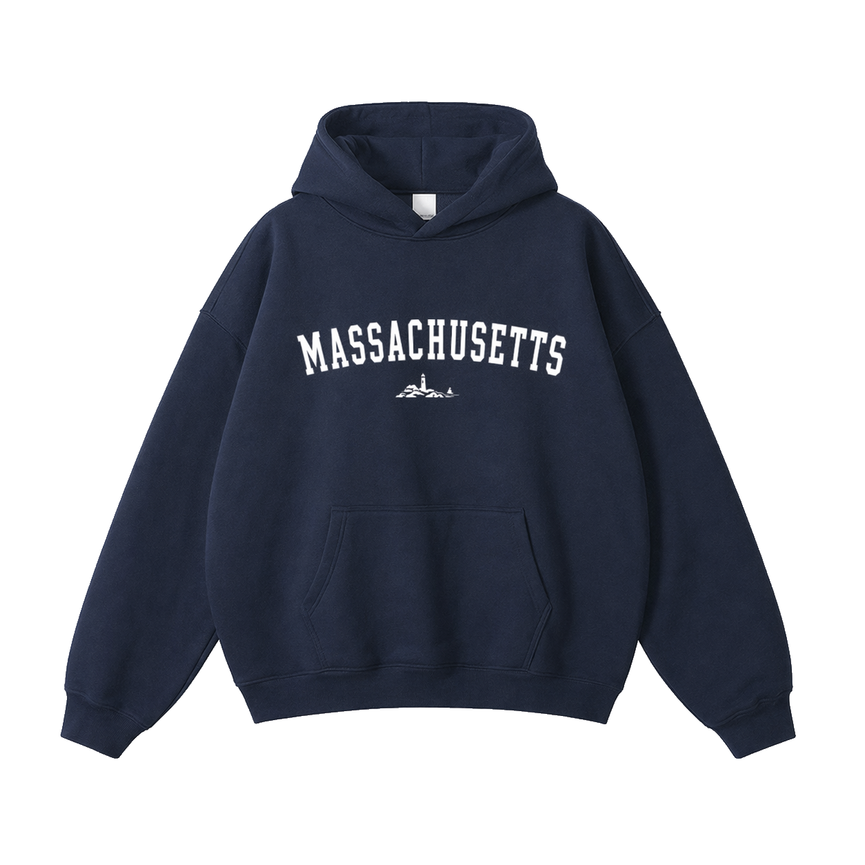 Collection 9 Massachusetts Oversize Fleeced Hoodie - Navy Blue front