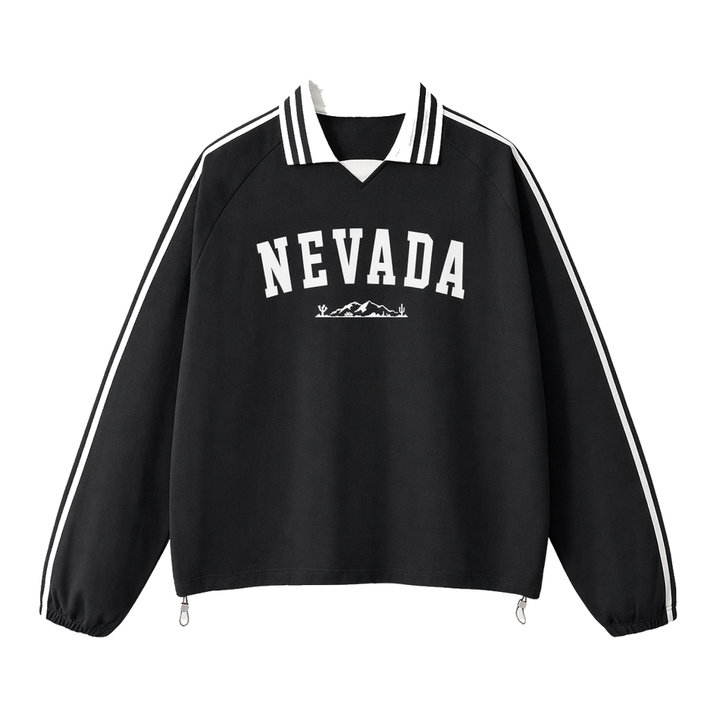 Collection 9 Nevada Contrast Striped Lapel Collar Sweatshirt - Black front