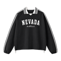Collection 9 Nevada Contrast Striped Lapel Collar Sweatshirt - Black front