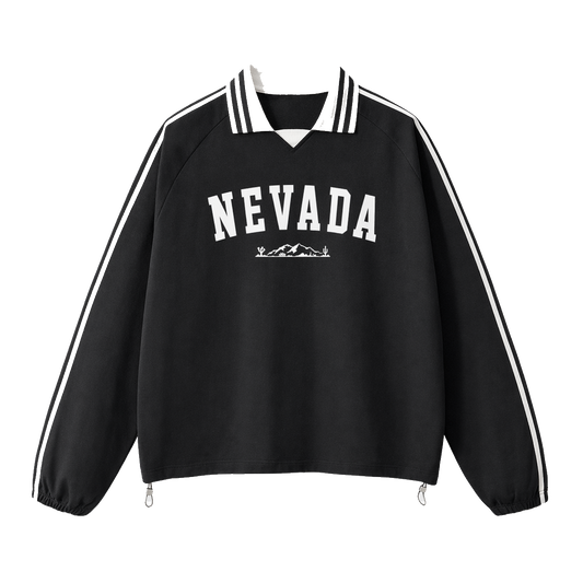 Collection 9 Nevada Contrast Striped Lapel Collar Sweatshirt - Black front