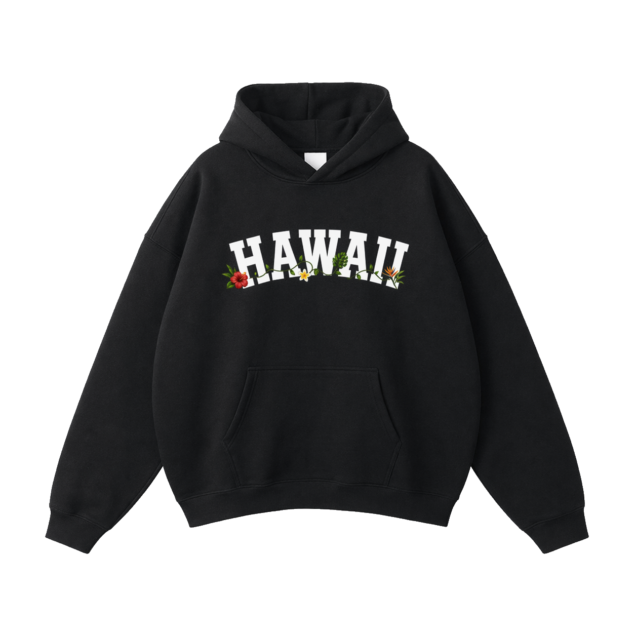 Collection 10 Hawaii Oversize Fleeced Hoodie - Black front
