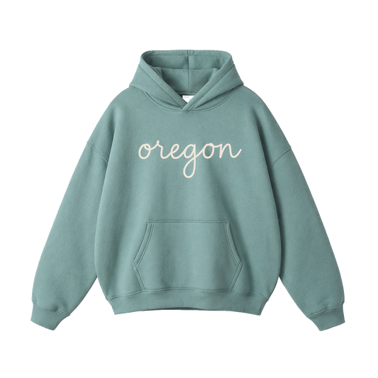 Collection 3 Oregon Oversize Fleeced Hoodie - Medium Green front
