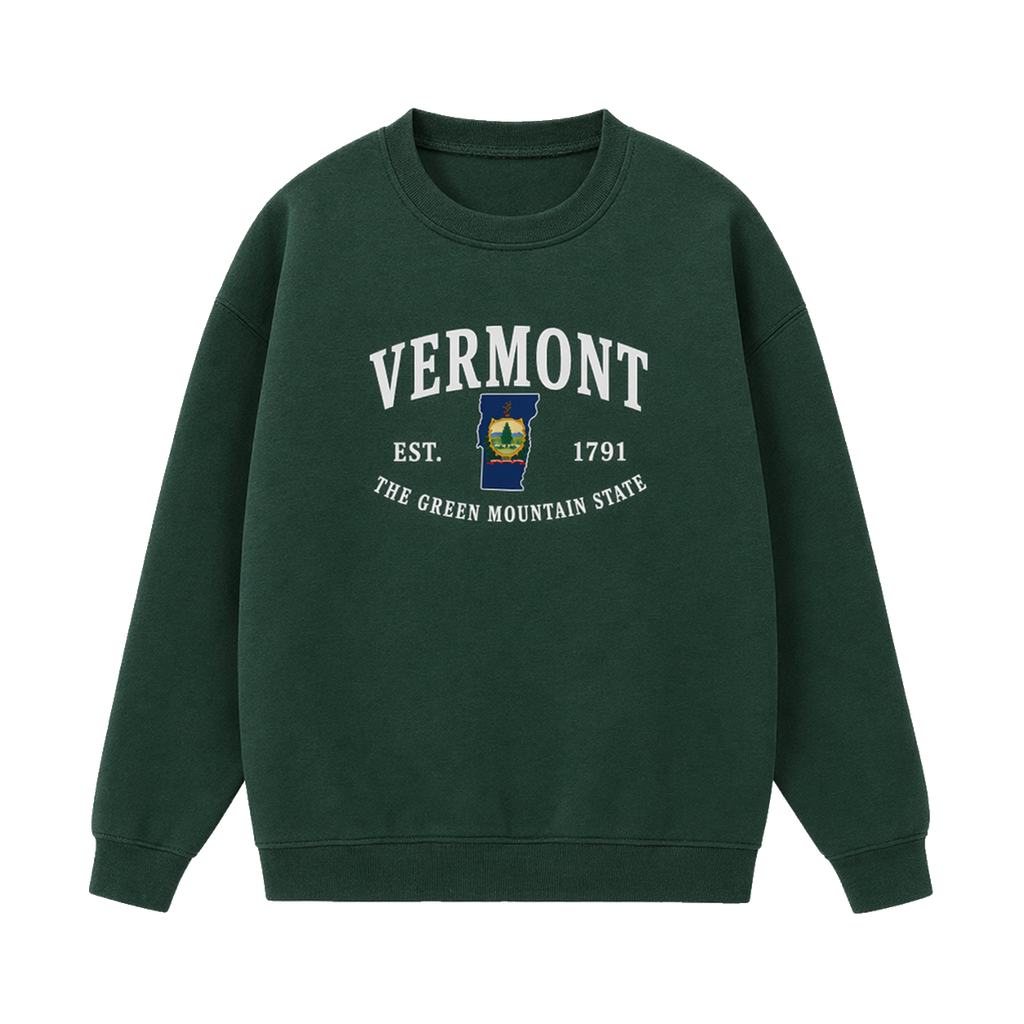 Collection 8 Vermont Essential Heavyweight Crewneck Sweatshirt - Dark Green front