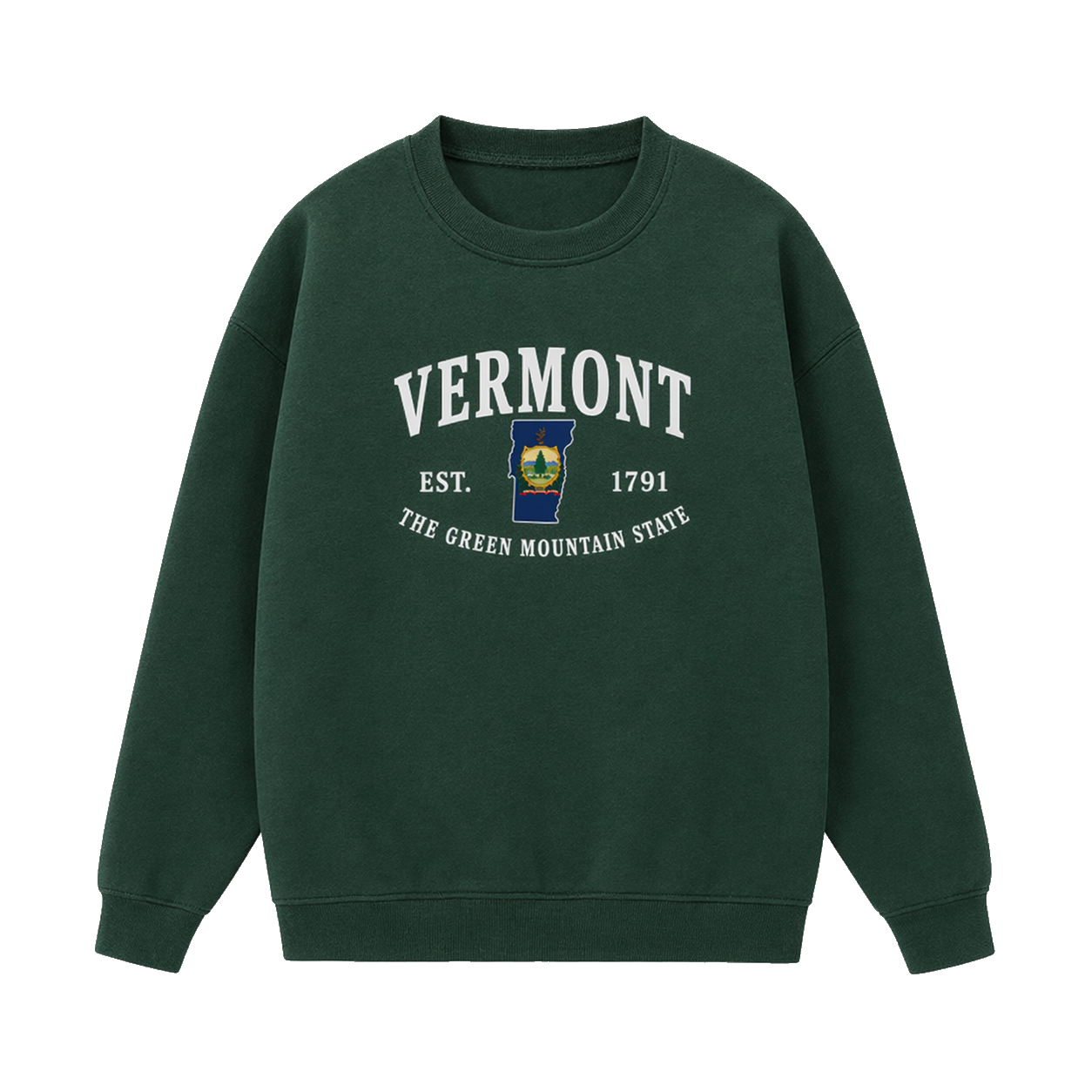 Collection 8 Vermont Essential Heavyweight Crewneck Sweatshirt - Dark Green front