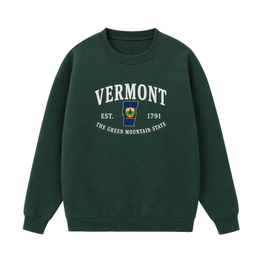 Collection 8 Vermont Essential Heavyweight Crewneck Sweatshirt - Dark Green front