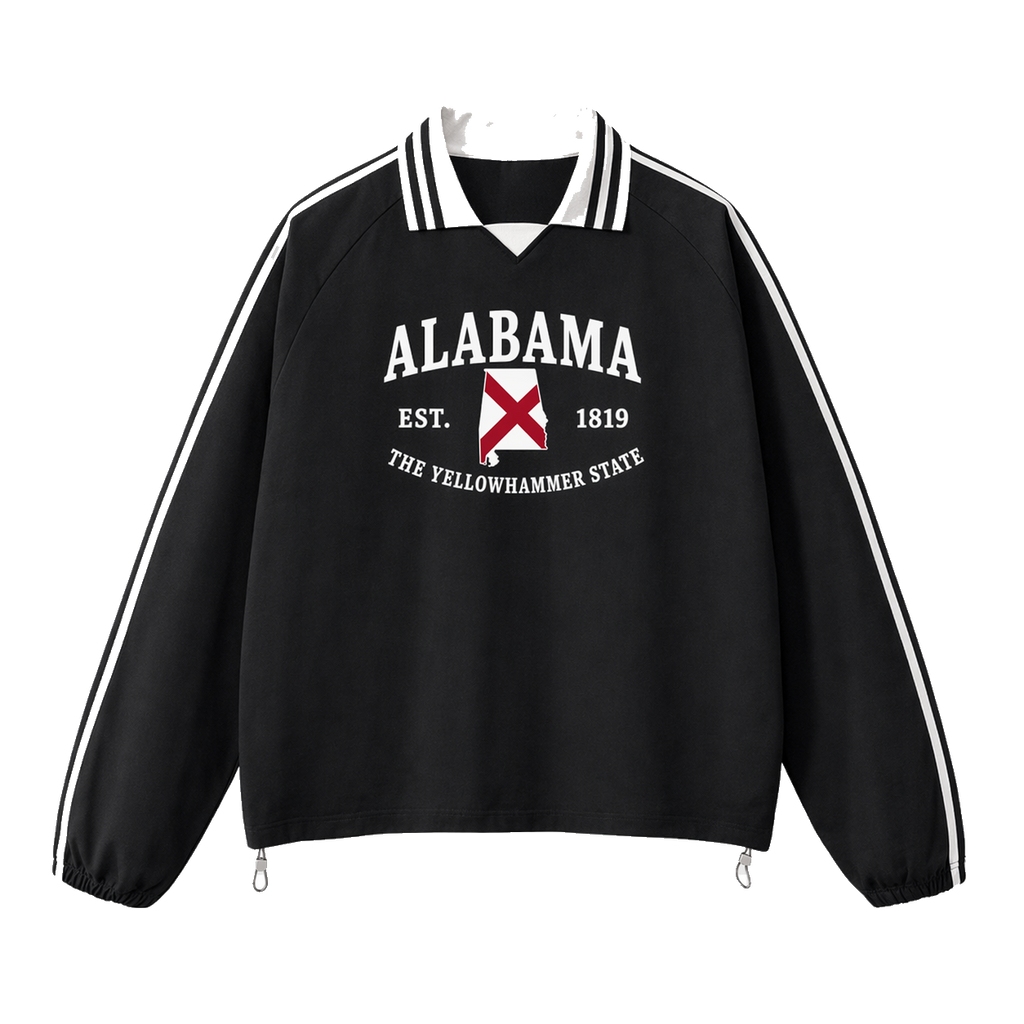 Collection 8 Alabama Contrast Striped Lapel Collar Sweatshirt - Black front
