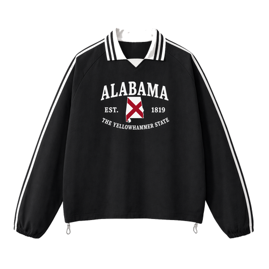 Collection 8 Alabama Contrast Striped Lapel Collar Sweatshirt - Black front