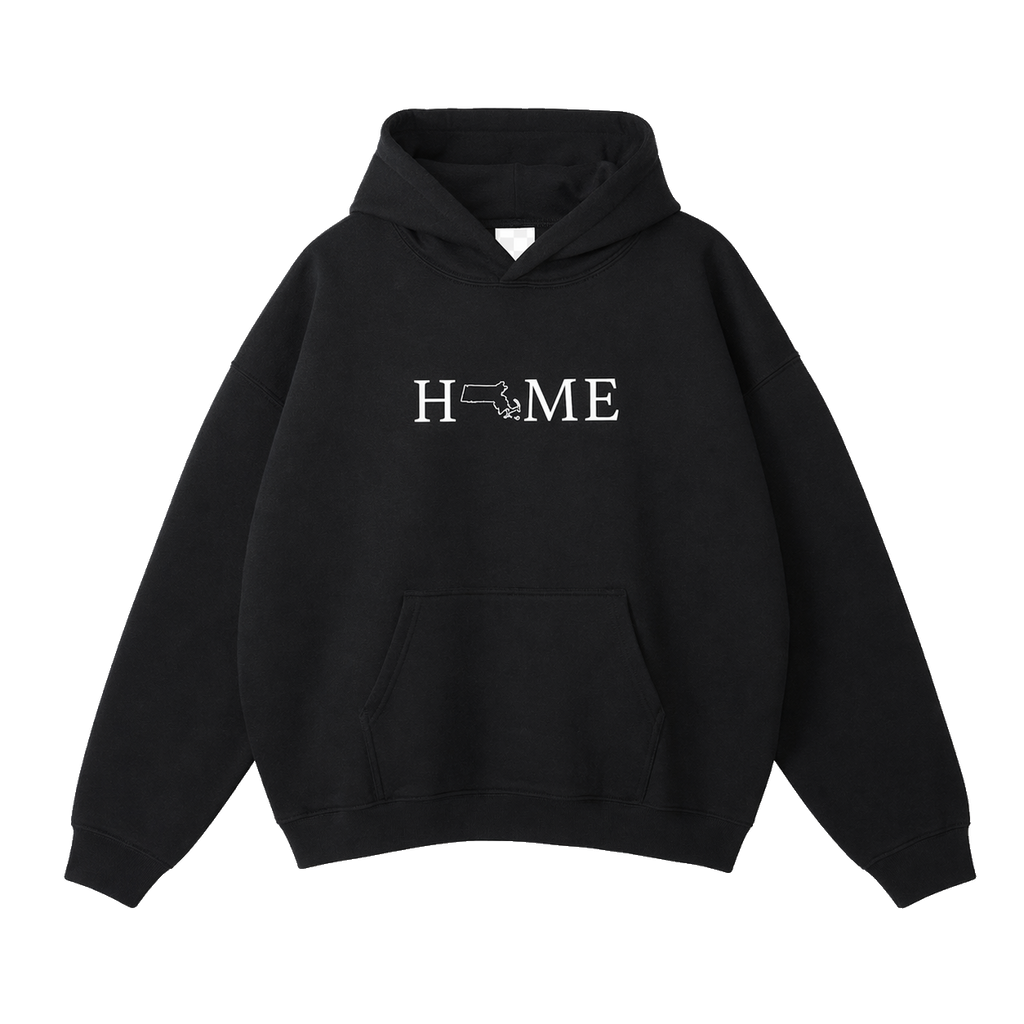 Collection 5 Massachusetts Oversize Fleeced Hoodie - Black front
