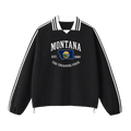 Collection 8 Montana Contrast Striped Lapel Collar Sweatshirt - Black front