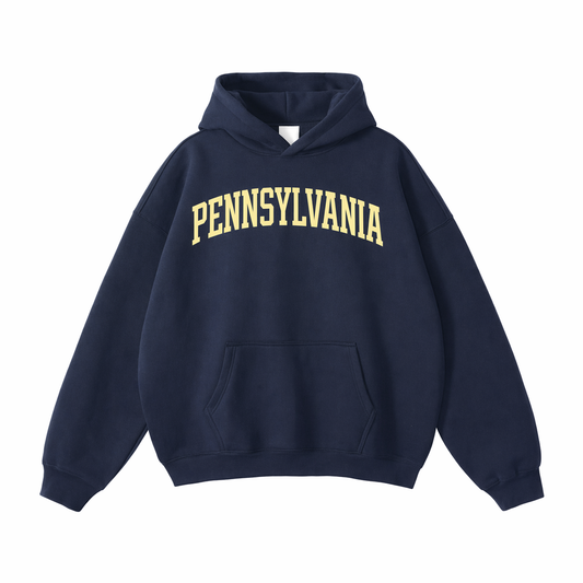 Collection 1 Pennsylvania Oversize Fleeced Hoodie - Navy Blue front