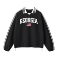Collection 2 Georgia Contrast Striped Lapel Collar Sweatshirt - Black front