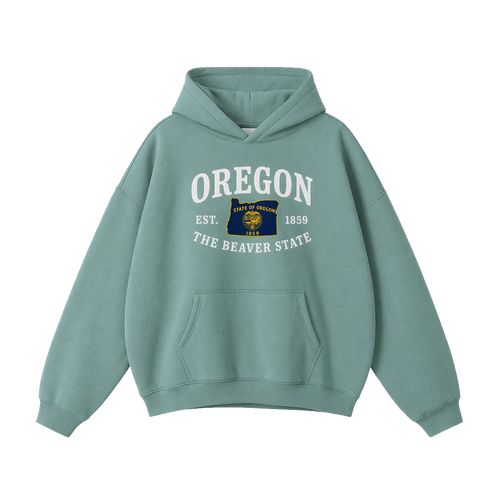 Collection 8 Oregon Oversize Fleeced Hoodie - Medium Green front
