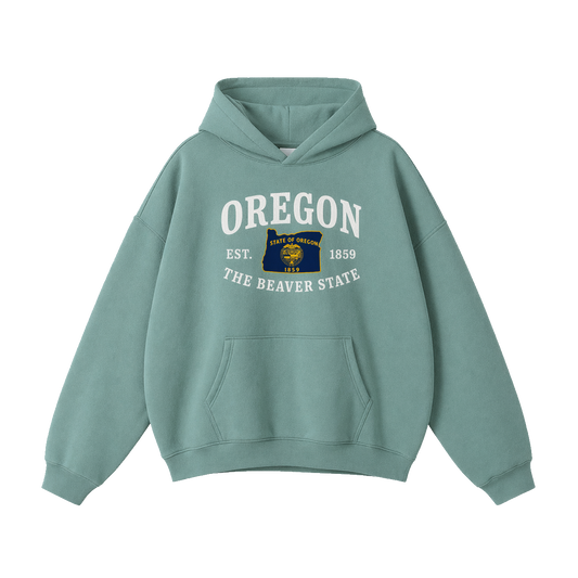 Collection 8 Oregon Oversize Fleeced Hoodie - Medium Green front
