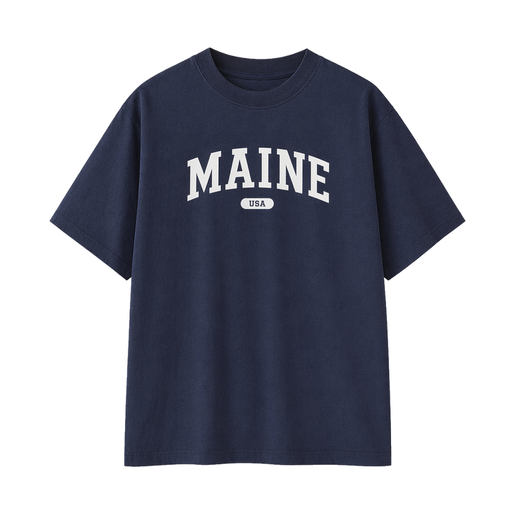 Collection 4 Maine Essential Cotton T-Shirt - Navy Blue front