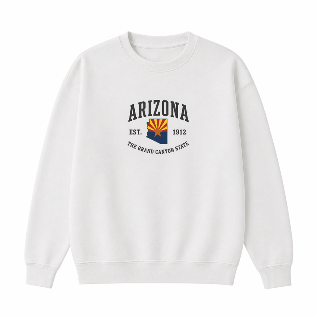 Collection 8 Arizona Essential Heavyweight Crewneck Sweatshirt - White front