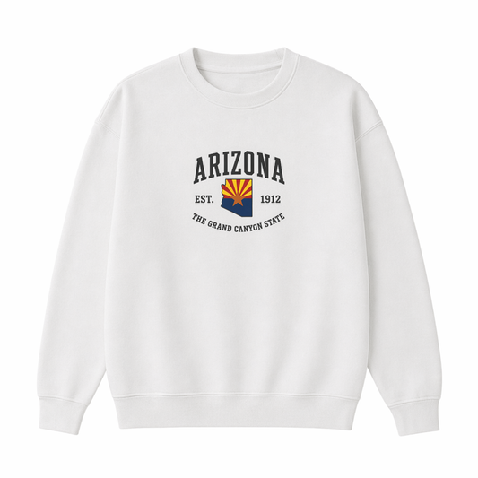 Collection 8 Arizona Essential Heavyweight Crewneck Sweatshirt - White front