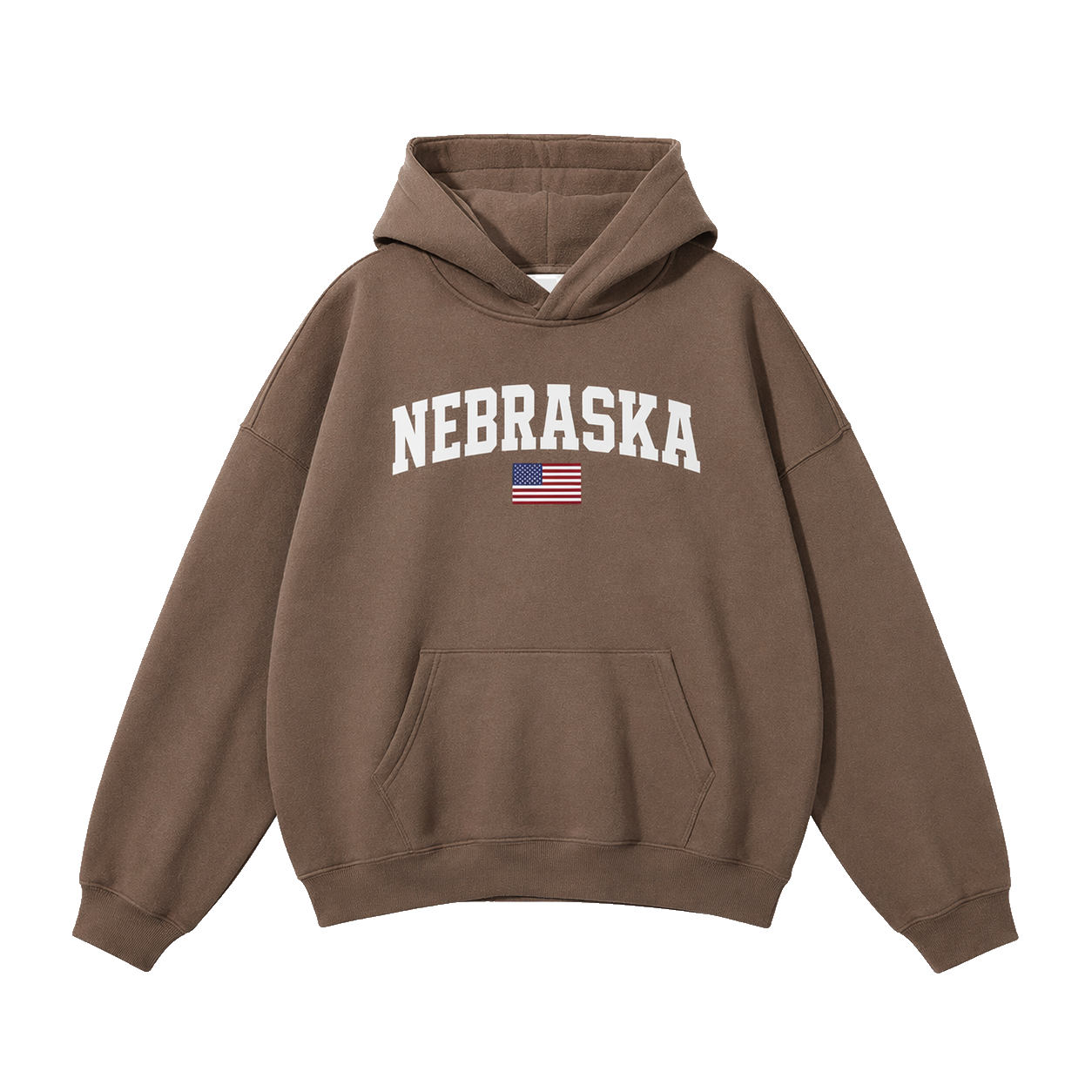 Collection 2 Nebraska Oversize Fleeced Hoodie - Brown front