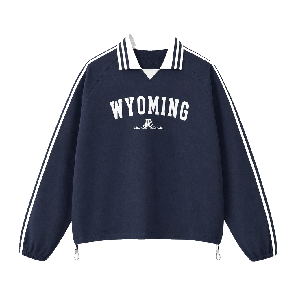 Collection 9 Wyoming Contrast Striped Lapel Collar Sweatshirt - Royal Blue front
