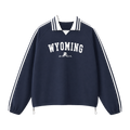 Collection 9 Wyoming Contrast Striped Lapel Collar Sweatshirt - Royal Blue front