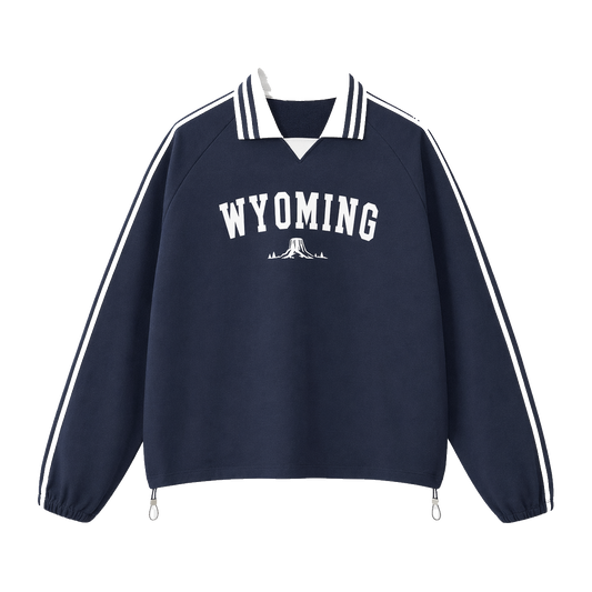 Collection 9 Wyoming Contrast Striped Lapel Collar Sweatshirt - Royal Blue front