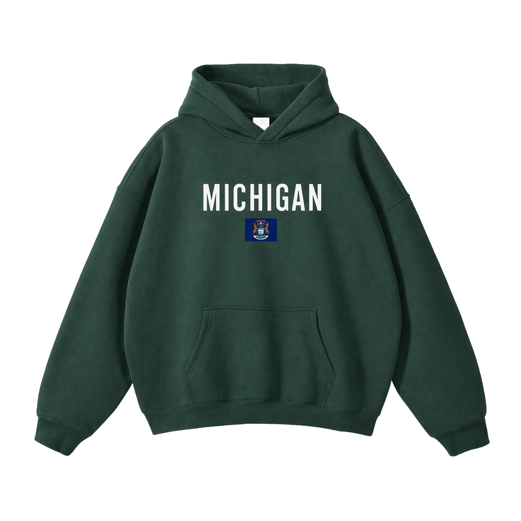 Collection 7 Michigan Oversize Fleeced Hoodie - Eden Green front