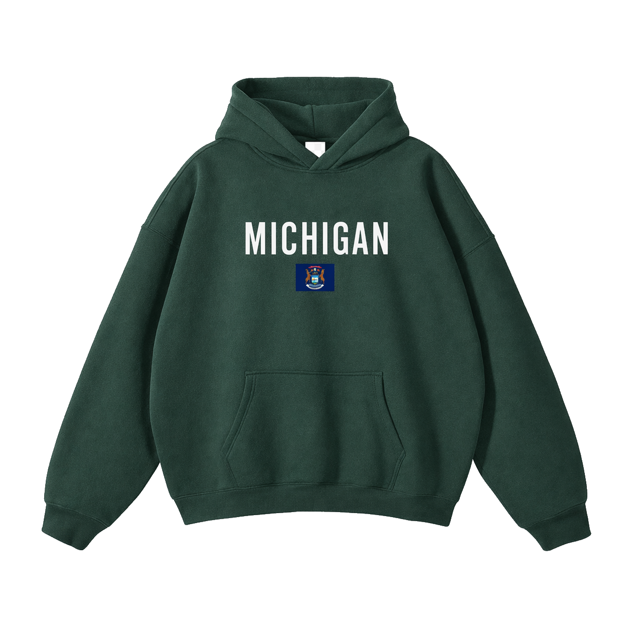 Collection 7 Michigan Oversize Fleeced Hoodie - Eden Green front