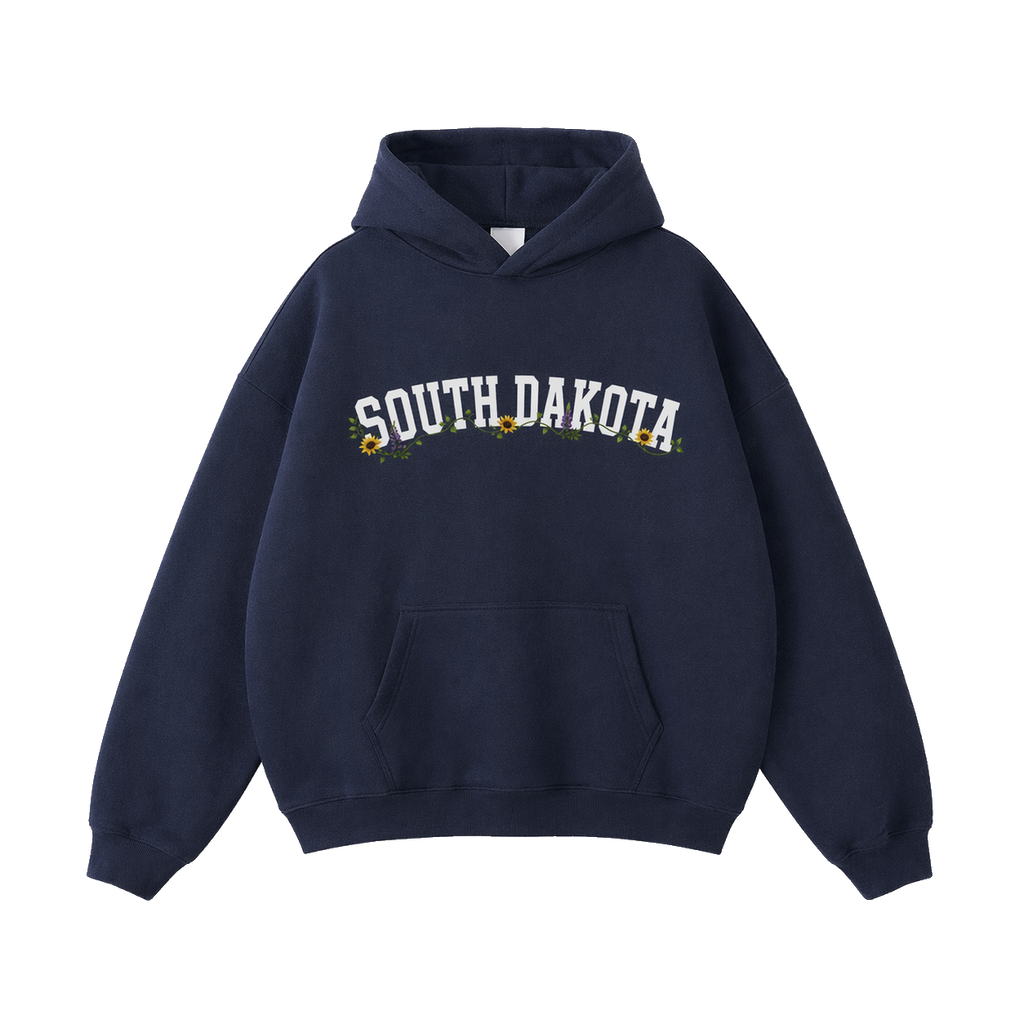 Collection 10 South Dakota Oversize Fleeced Hoodie - Navy Blue front