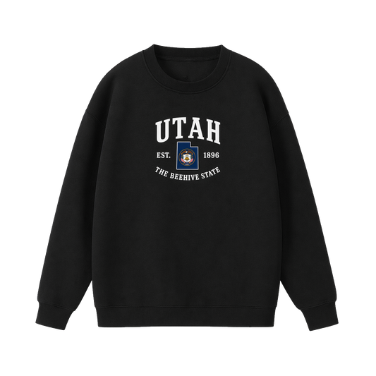 Collection 8 Utah Essential Heavyweight Crewneck Sweatshirt - Black front