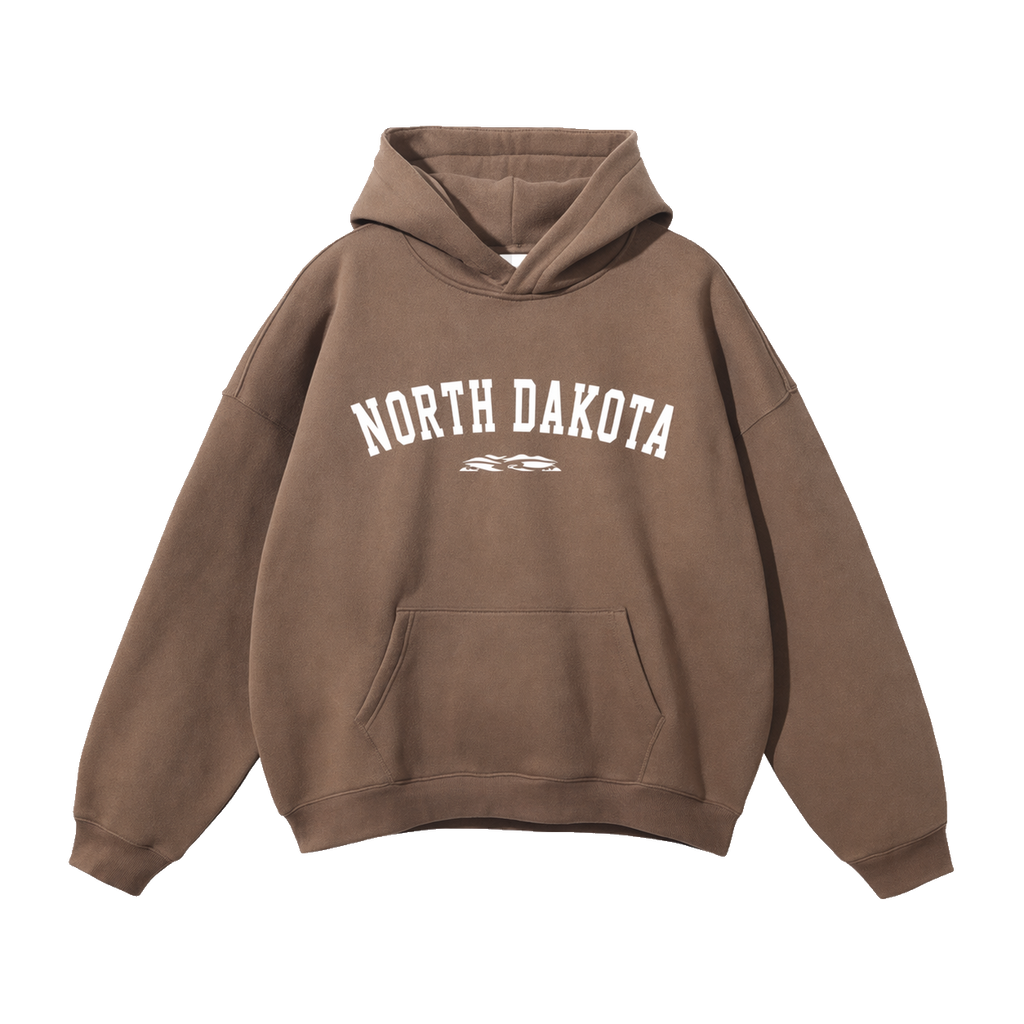 Collection 9 North Dakota Oversize Fleeced Hoodie - Brown front