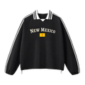 Collection 6 New Mexico Contrast Striped Lapel Collar Sweatshirt - Black front