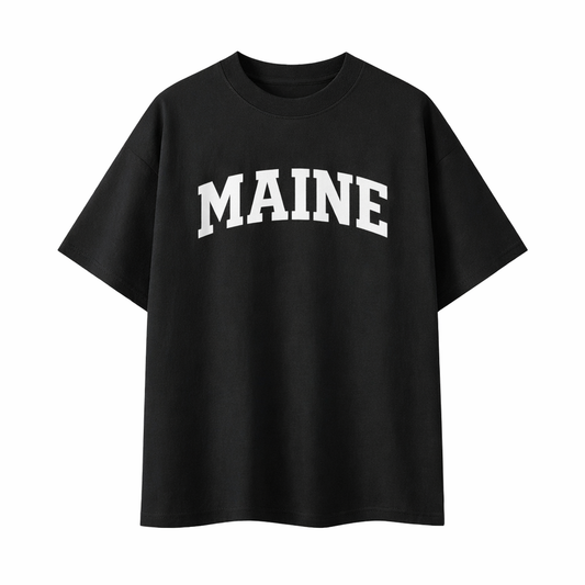 Collection 1 Maine Essential Cotton T-Shirt - Black front