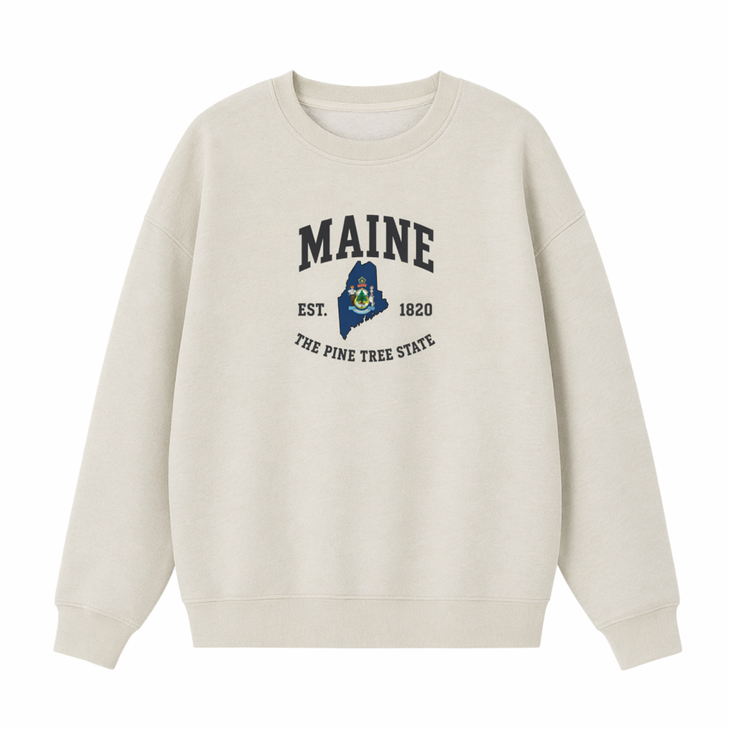 Collection 8 Maine Essential Heavyweight Crewneck Sweatshirt - Cream front