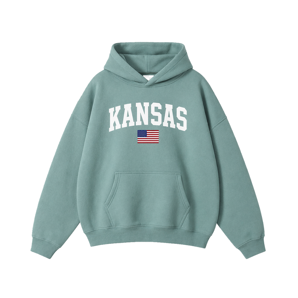Collection 2 Kansas Oversize Fleeced Hoodie - Medium Green front