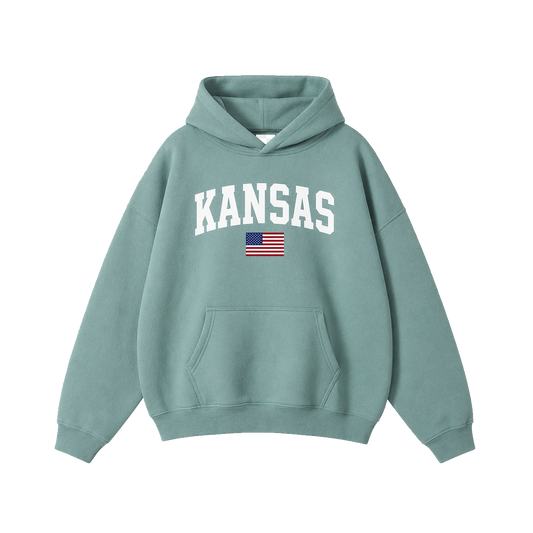 Collection 2 Kansas Oversize Fleeced Hoodie - Medium Green front